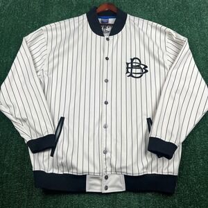 VTG Bad Boy Records Varsity Jacket Men's 4XL White Pinstripe Rare Baseball 90s